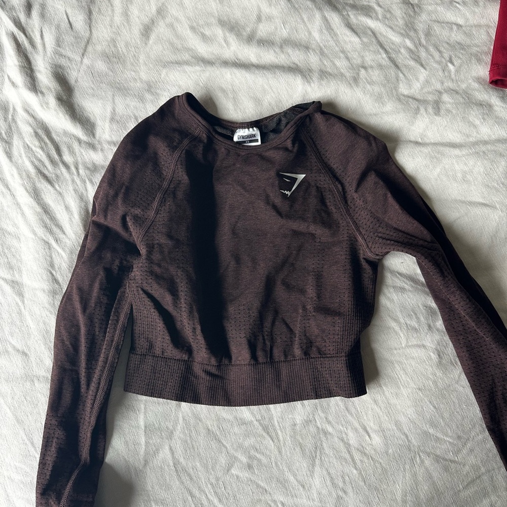 Gymshark Chocolate Brown Long Sleeve Crop Top